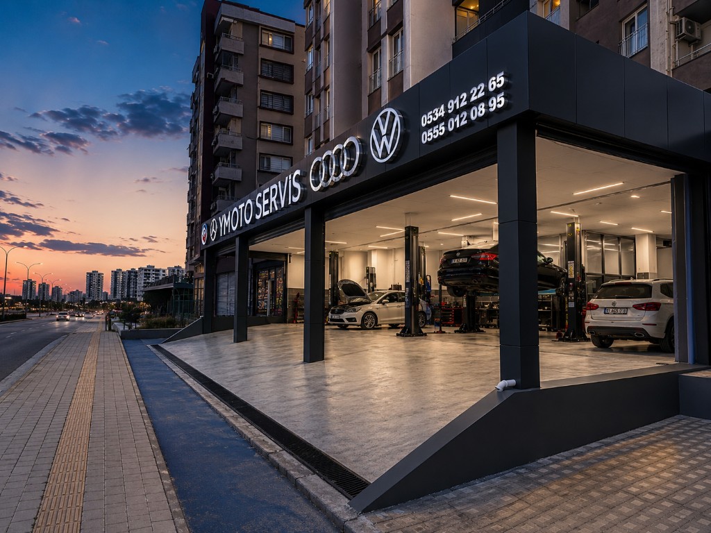 YM OTO SERVİS dış cephe ve tabela